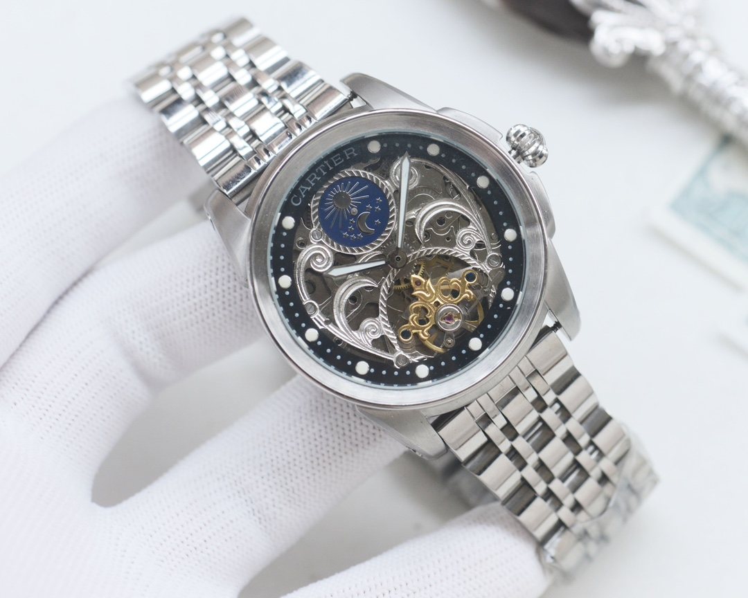 Cartier Silver Black Bracelet Watch